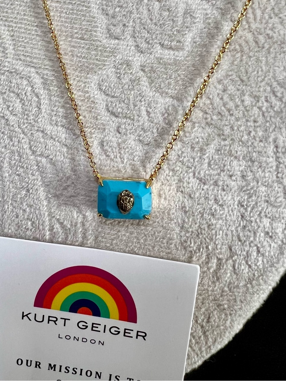 KURT GEIGER LONDON Turquoise Eagle Head Pendant Necklace